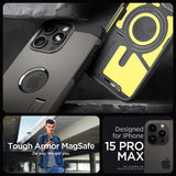 Spigen iPhone 15 Pro Max Deksel Tough Armor MagFit Gunmetal