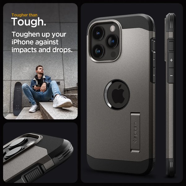 Spigen iPhone 15 Pro Max Deksel Tough Armor MagFit Gunmetal