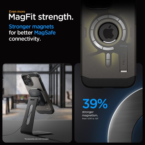 Spigen iPhone 15 Pro Max Deksel Tough Armor MagFit Gunmetal