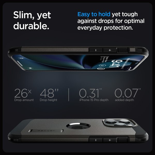 Spigen iPhone 15 Pro Max Deksel Tough Armor MagFit Gunmetal
