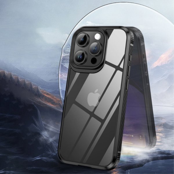 Ipaky iPhone 15 Pro Max Deksel Gjennomsiktig Bakside Lilla