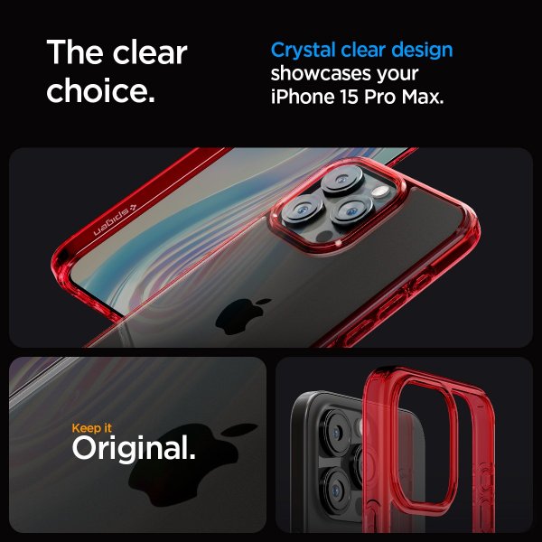 Spigen iPhone 15 Pro Max Deksel Ultra Hybrid Deep Red