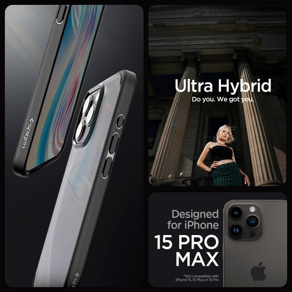 Spigen iPhone 15 Pro Max Deksel Ultra Hybrid Frost Black