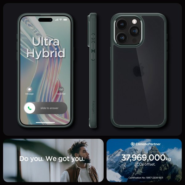 Spigen iPhone 15 Pro Max Deksel Ultra Hybrid Frost Green