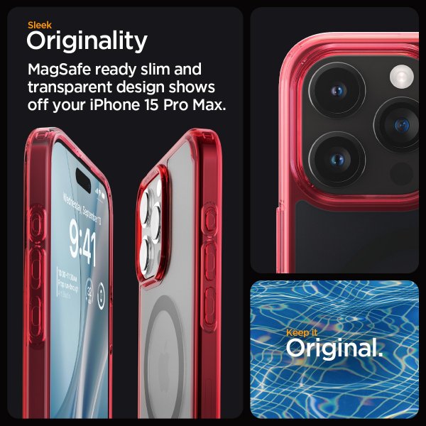 Spigen iPhone 15 Pro Max Deksel Ultra Hybrid MagFit Frost Deep Red