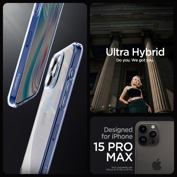 Spigen iPhone 15 Pro Max Deksel Ultra Hybrid Sky Crystal