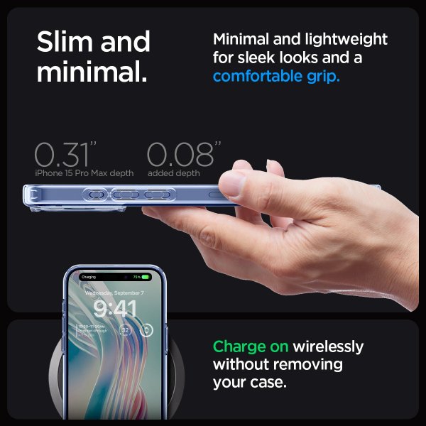 Spigen iPhone 15 Pro Max Deksel Ultra Hybrid Sky Crystal