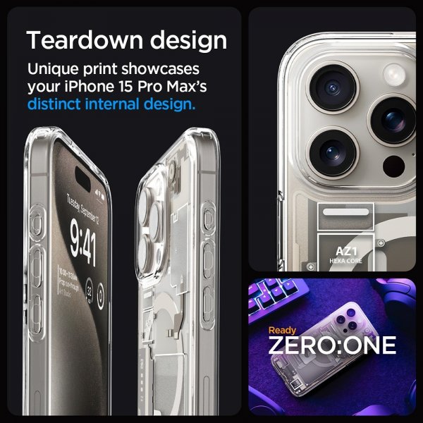 Spigen iPhone 15 Pro Max Deksel Ultra Hybrid Zero One MagFit Natural Titanium