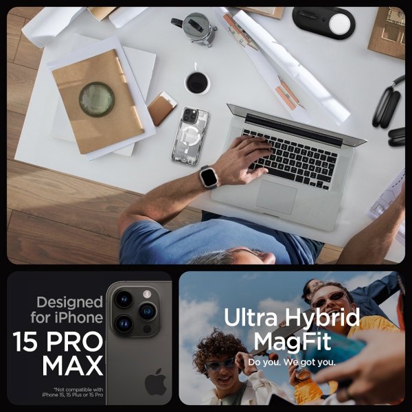 Spigen iPhone 15 Pro Max Deksel Ultra Hybrid Zero One MagFit Hvit