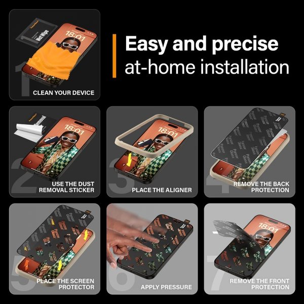 PanzerGlass iPhone 15 Pro Max Skjermbeskytter Ultra-Wide Fit EasyAligner
