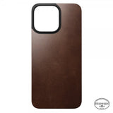 Nomad iPhone 15 Pro Max Skin Magnetic Leather Back Horween Rustic Brown