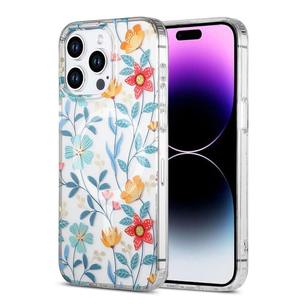 iPhone 15 Pro Deksel Blomstermønster MagSafe Kvister