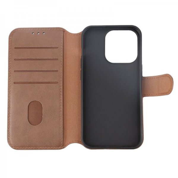 Rvelon iPhone 15 Pro Etui Ekte Skinn Brun