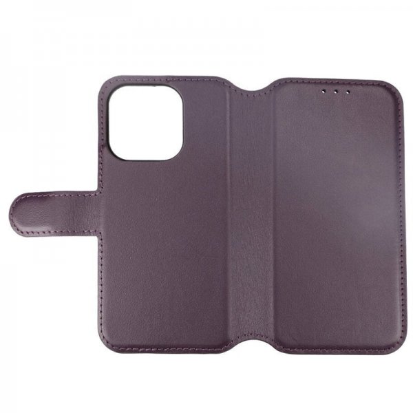 Rvelon iPhone 15 Pro Etui Ekte Skinn Lilla