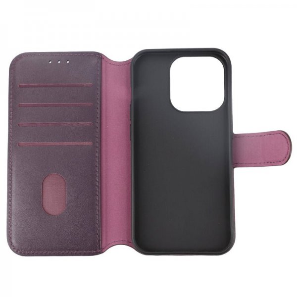 Rvelon iPhone 15 Pro Etui Ekte Skinn Lilla
