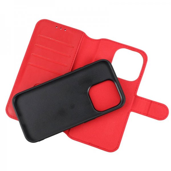 Rvelon iPhone 15 Pro Etui Detachable Wallet Case Rød