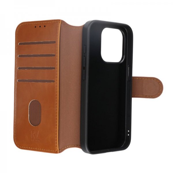Rvelon iPhone 15 Pro Etui 4 Kortlomme MagSafe Brun