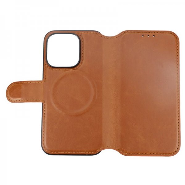 Rvelon iPhone 15 Pro Etui 4 Kortlomme MagSafe Brun