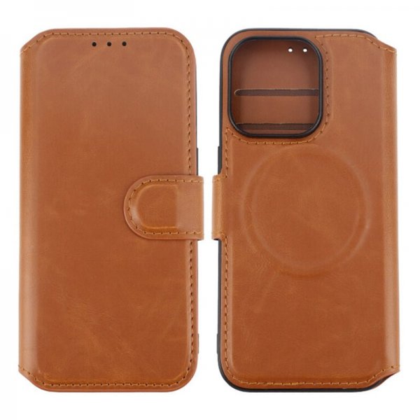 Rvelon iPhone 15 Pro Etui 4 Kortlomme MagSafe Brun