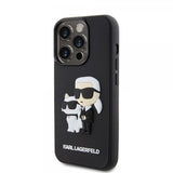 Karl Lagerfeld iPhone 15 Pro Deksel 3D Rubber Karl & Choupette Svart