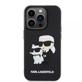 Karl Lagerfeld iPhone 15 Pro Deksel 3D Rubber Karl & Choupette Svart