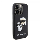 Karl Lagerfeld iPhone 15 Pro Deksel 3D Rubber Karl & Choupette Svart