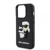 Karl Lagerfeld iPhone 15 Pro Deksel 3D Rubber Karl & Choupette Svart