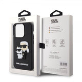 Karl Lagerfeld iPhone 15 Pro Deksel 3D Rubber Karl & Choupette Svart