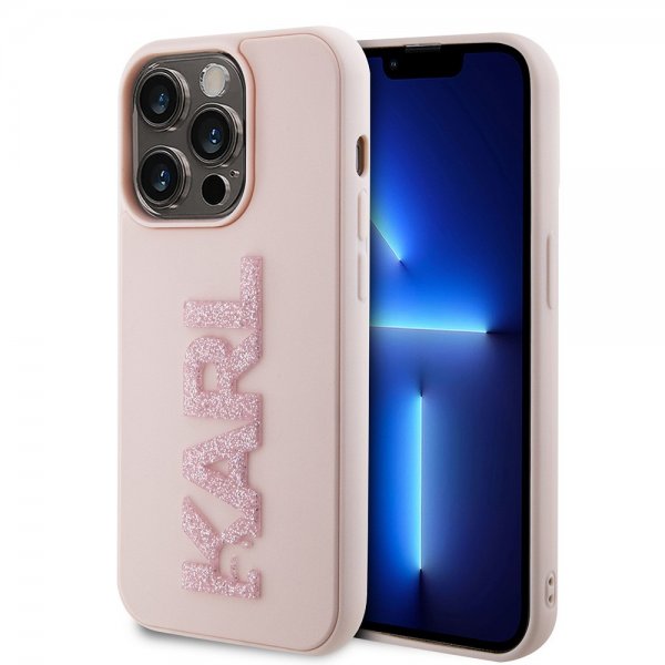 Karl Lagerfeld iPhone 15 Pro Deksel 3D Rubber Karl Rosa