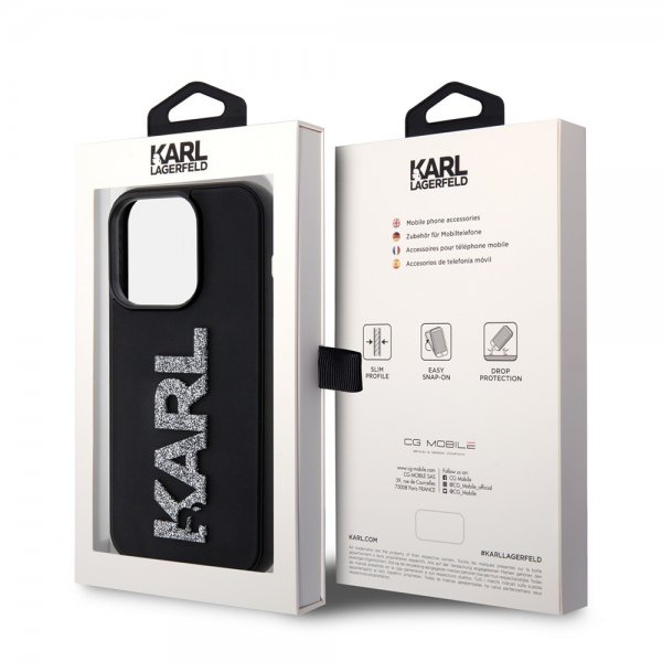 Karl Lagerfeld iPhone 15 Pro Deksel 3D Rubber Karl Svart
