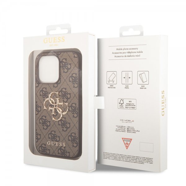 Guess iPhone 15 Pro Deksel 4G Logo Brun