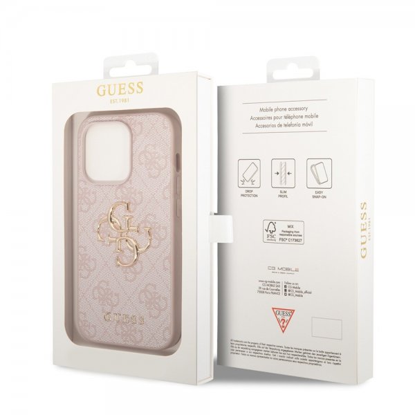 Guess iPhone 15 Pro Deksel 4G Logo Rosa