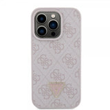 Guess iPhone 15 Pro Deksel 4G Metal Triangle Strass Rosa