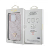 Guess iPhone 15 Pro Deksel 4G Metal Triangle Strass Rosa