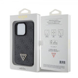 Guess iPhone 15 Pro Deksel 4G Metal Triangle Strass Svart
