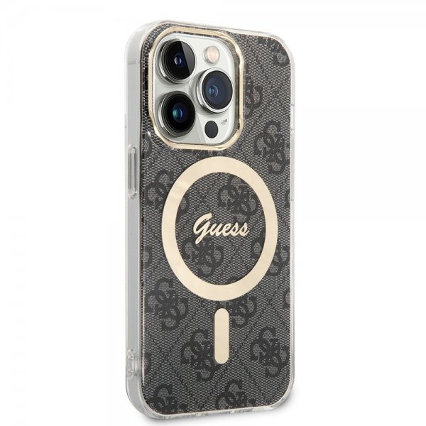 Guess iPhone 15 Pro Deksel 4G Pattern MagSafe Svart