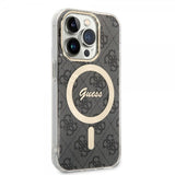 Guess iPhone 15 Pro Deksel 4G Pattern MagSafe Svart