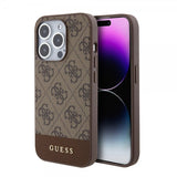 Guess iPhone 15 Pro Deksel Bottom Stripe MagSafe Brun