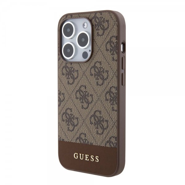 Guess iPhone 15 Pro Deksel Bottom Stripe MagSafe Brun