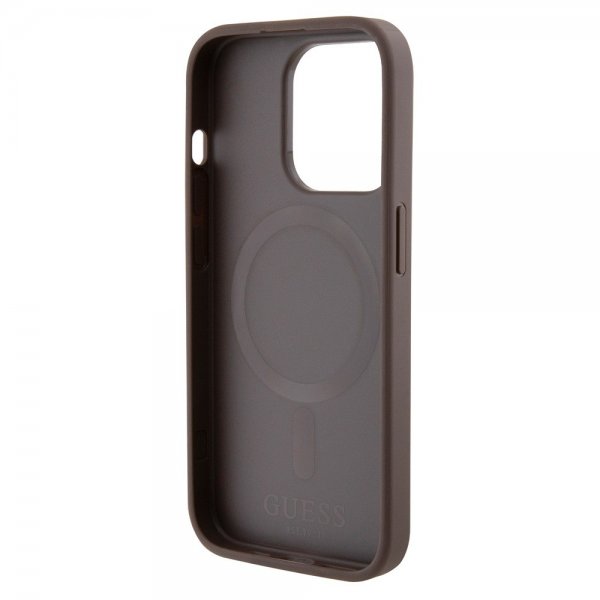 Guess iPhone 15 Pro Deksel Bottom Stripe MagSafe Brun