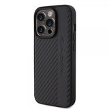 Mercedes Benz iPhone 15 Pro Deksel Carbon Effect Leather Stripe AMG Svart