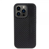 Mercedes Benz iPhone 15 Pro Deksel Carbon Effect Leather Stripe AMG Svart