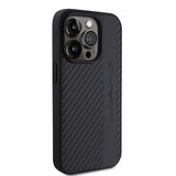 Mercedes Benz iPhone 15 Pro Deksel Carbon Effect Leather Stripe AMG Svart