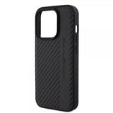 Mercedes Benz iPhone 15 Pro Deksel Carbon Effect Leather Stripe AMG Svart