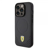 Ferrari iPhone 15 Pro Deksel Carbon PU Leather MagSafe Svart