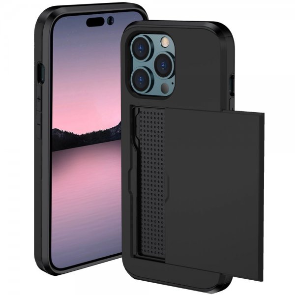 iPhone 15 Pro Deksel Card Slide Svart