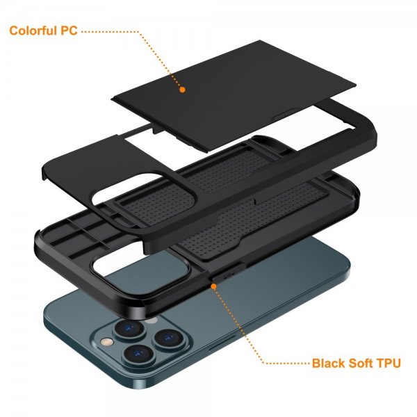 iPhone 15 Pro Deksel Card Slide Svart