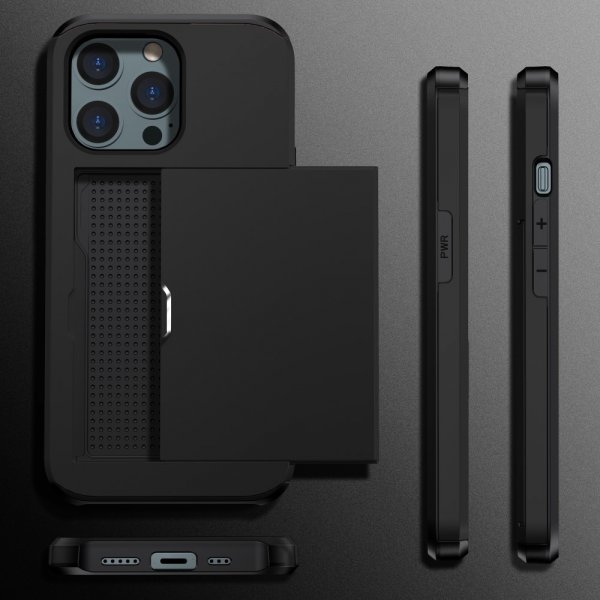 iPhone 15 Pro Deksel Card Slide Svart