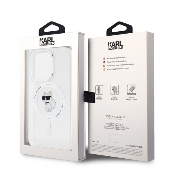 Karl Lagerfeld iPhone 15 Pro Deksel Choupette MagSafe Transparent