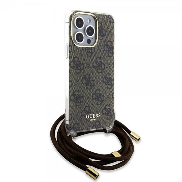 Guess iPhone 15 Pro Deksel Crossbody Cord Brun